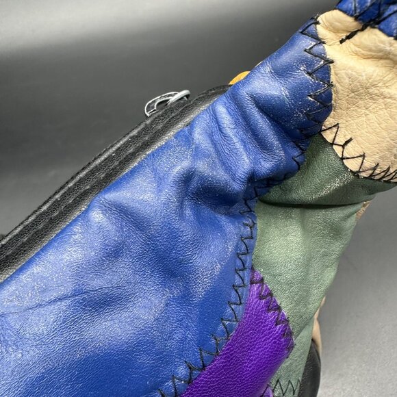Vintage Leather Patchwork Fanny Pack Waist Bag Adjustable Strap Multi Color 90s - Picture 6 of 9